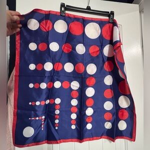 Women’s Vintage Acetate Navy Polka Dot Red & White Dot Print Scarf - Italy